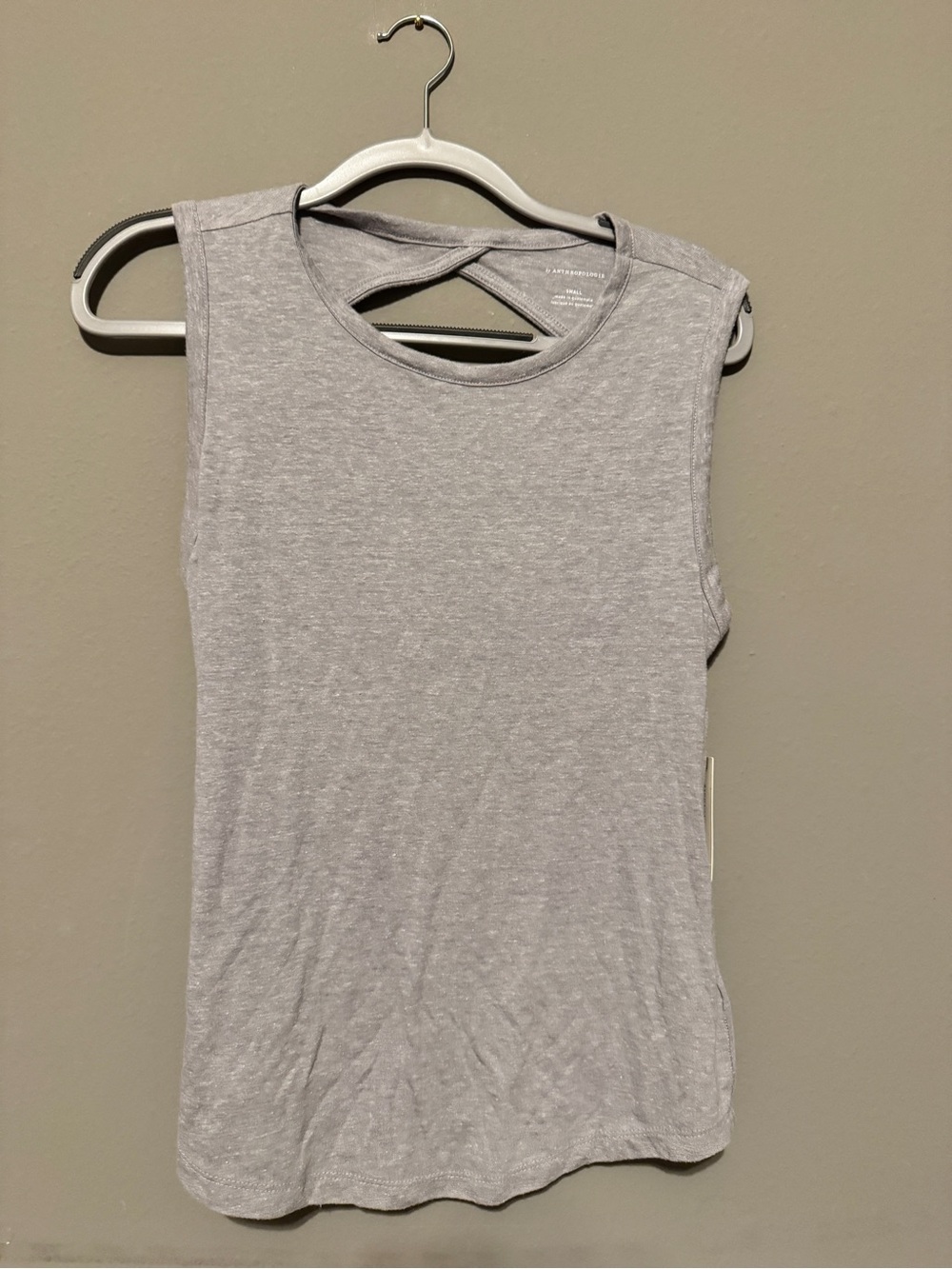 Anthropologie Heather Gray Crisscross Back Tank
